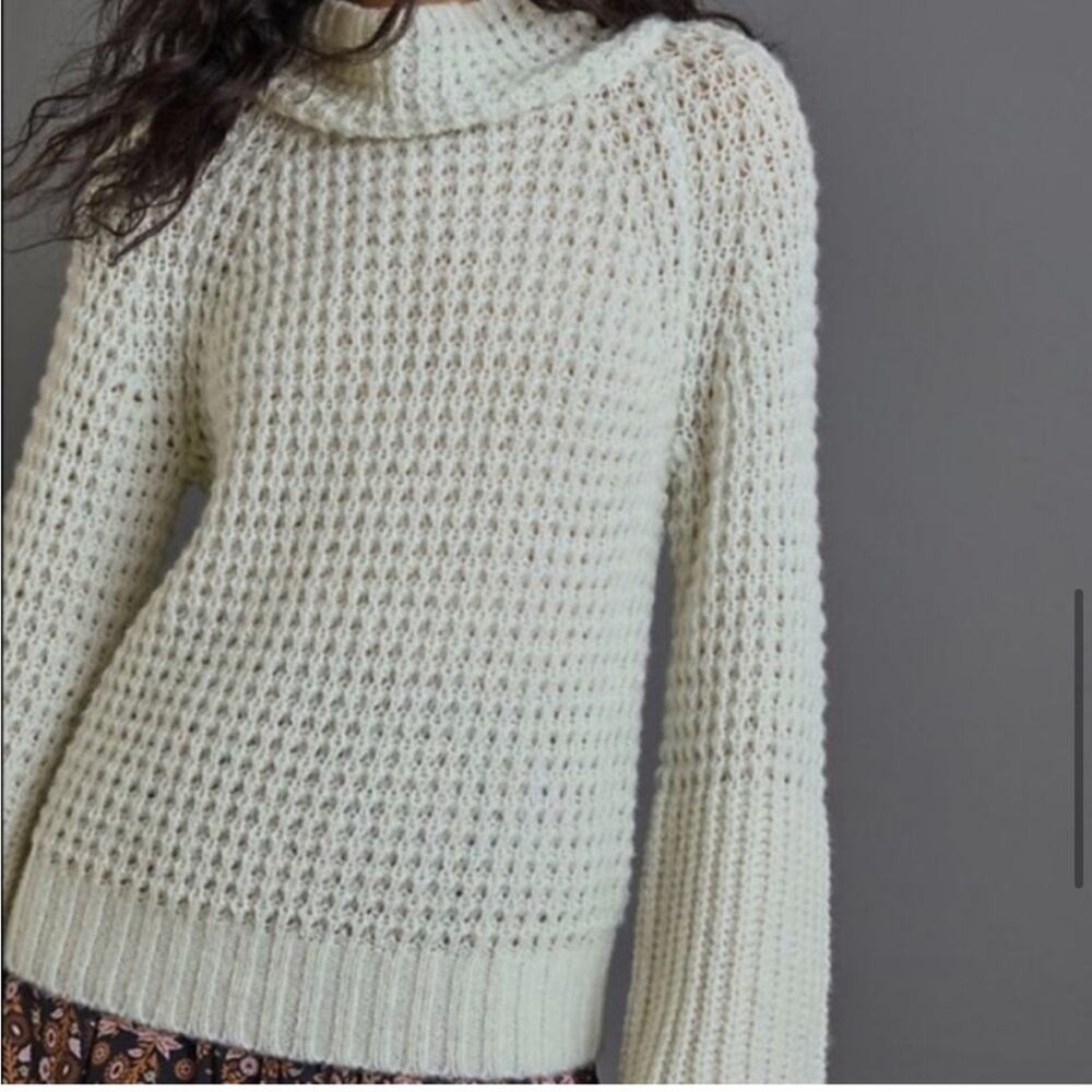 Anthropologie Maeve Dionne mint green flared sleeve wool blend sweater Large NWT